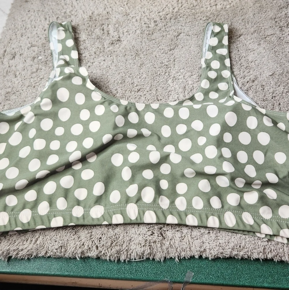 Women's Olive Green & White Tankini - RealEssentials - 3X